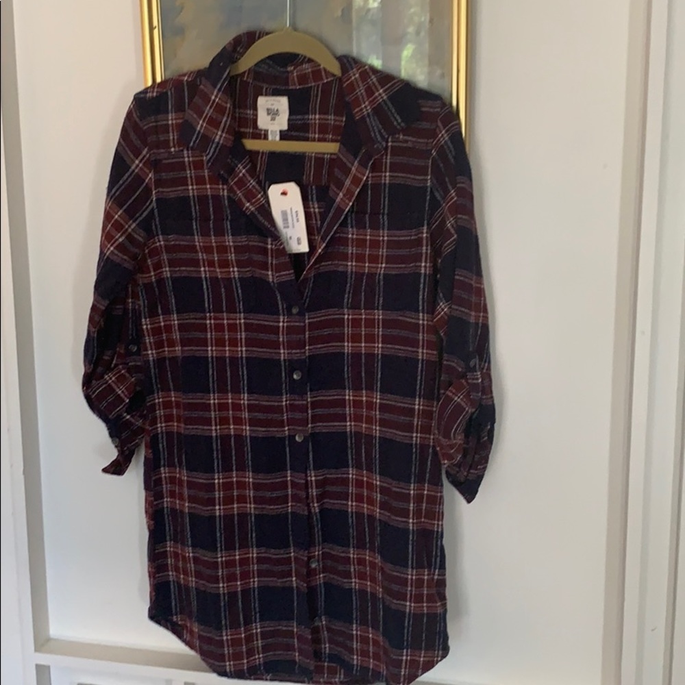 Billabong winter plaid shirt dress